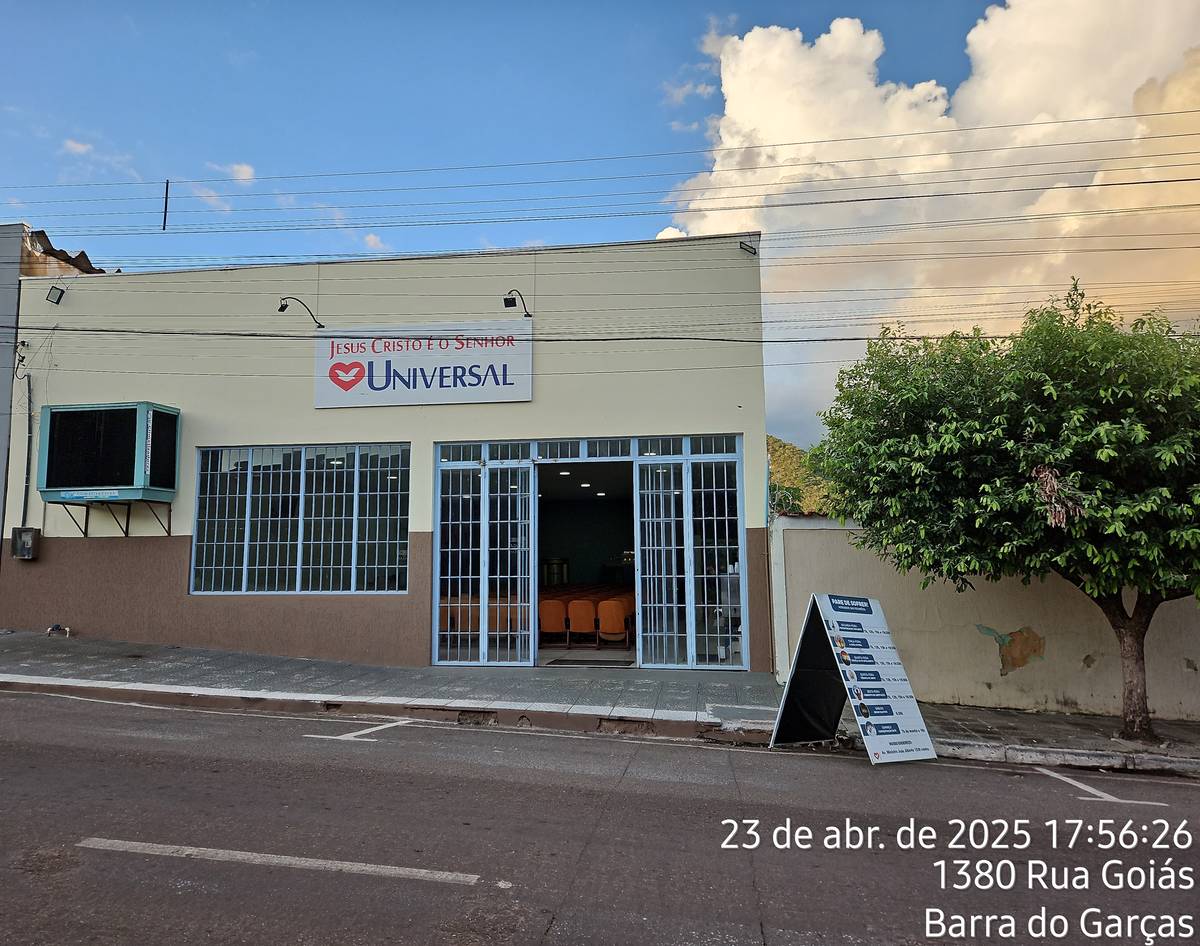Igreja Universal BARRA DO GARCAS - Rua Goiás , 1380 - Centro , Barra do Garças - Mato Grosso  - 78600000 - Brasil, 1380 - Centro  Barra do Garças - Mato Grosso - Brasil